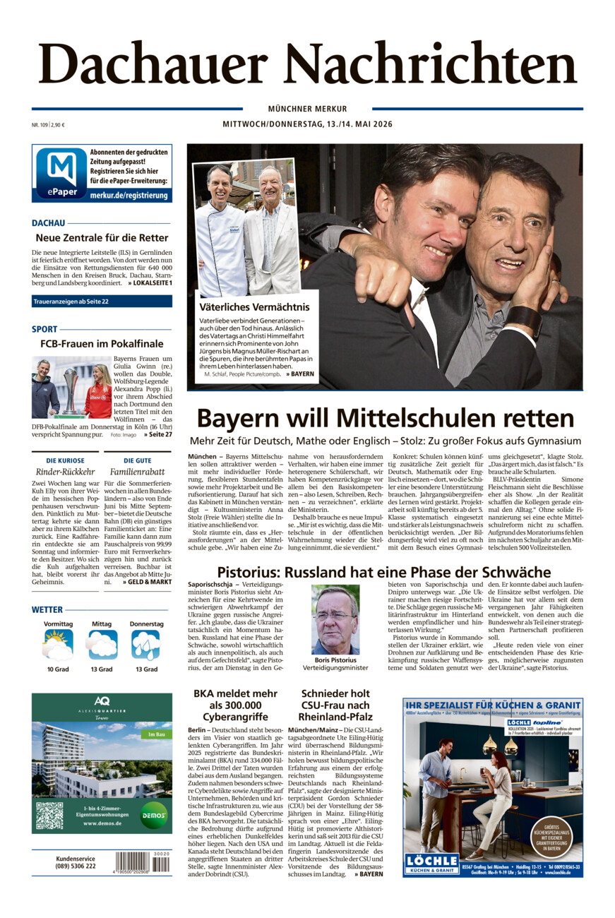 Dachauer Nachrichten vom Mittwoch, 13.05.2026