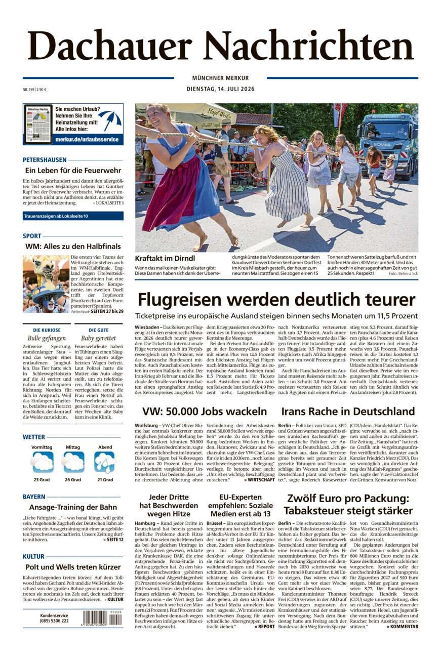 Dachauer Nachrichten vom Dienstag, 14.07.2026