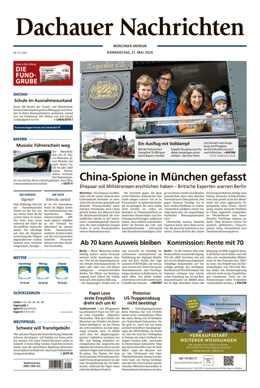 Dachauer Nachrichten vom Donnerstag, 21.05.2026