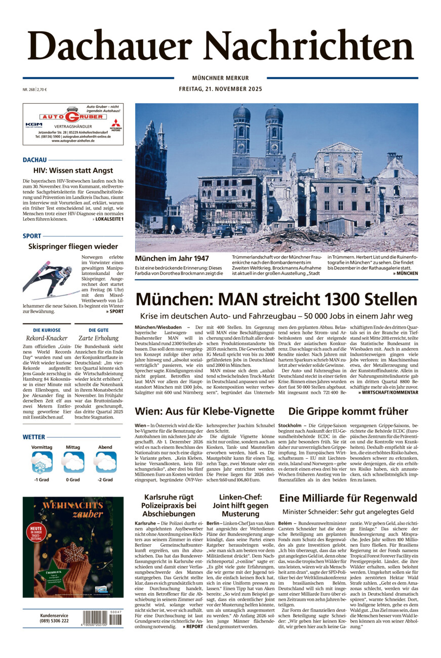 Dachauer Nachrichten vom Freitag, 21.11.2025