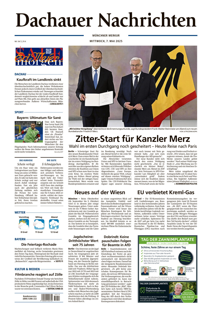 Dachauer Nachrichten vom Mittwoch, 07.05.2025