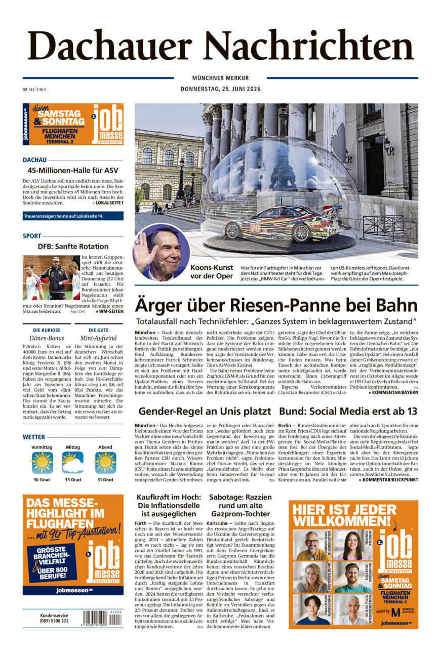Dachauer Nachrichten vom Donnerstag, 25.06.2026