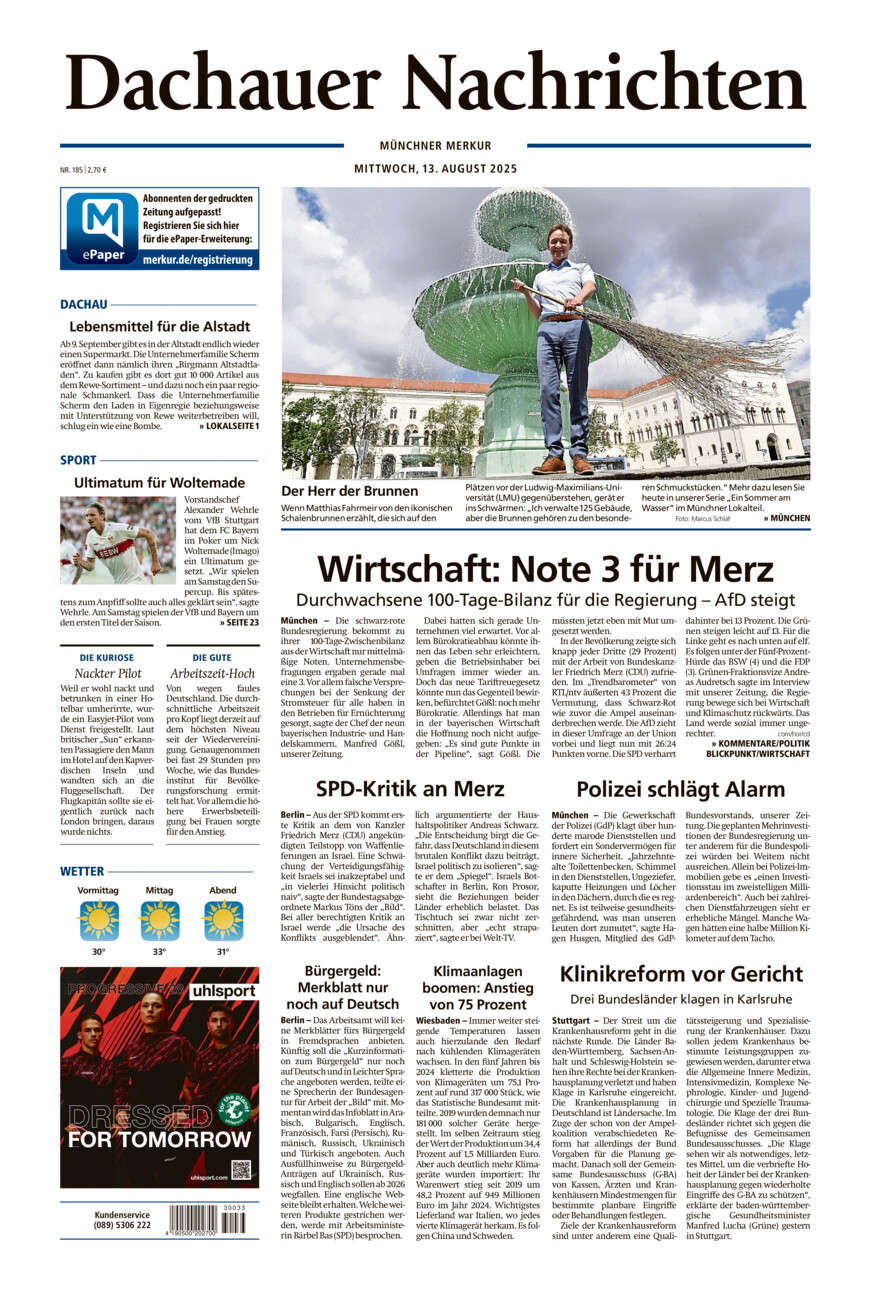Dachauer Nachrichten vom Mittwoch, 13.08.2025