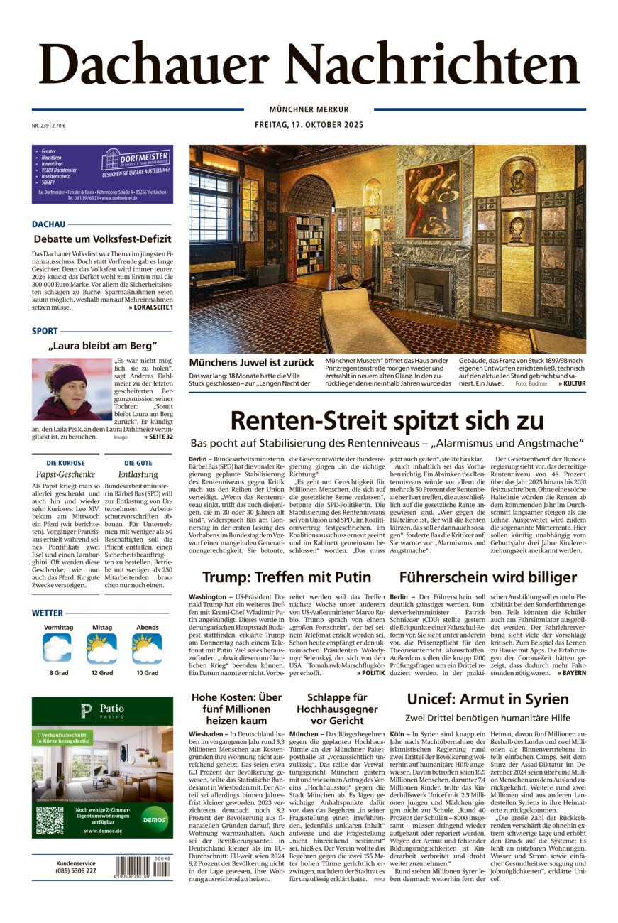 Dachauer Nachrichten vom Freitag, 17.10.2025