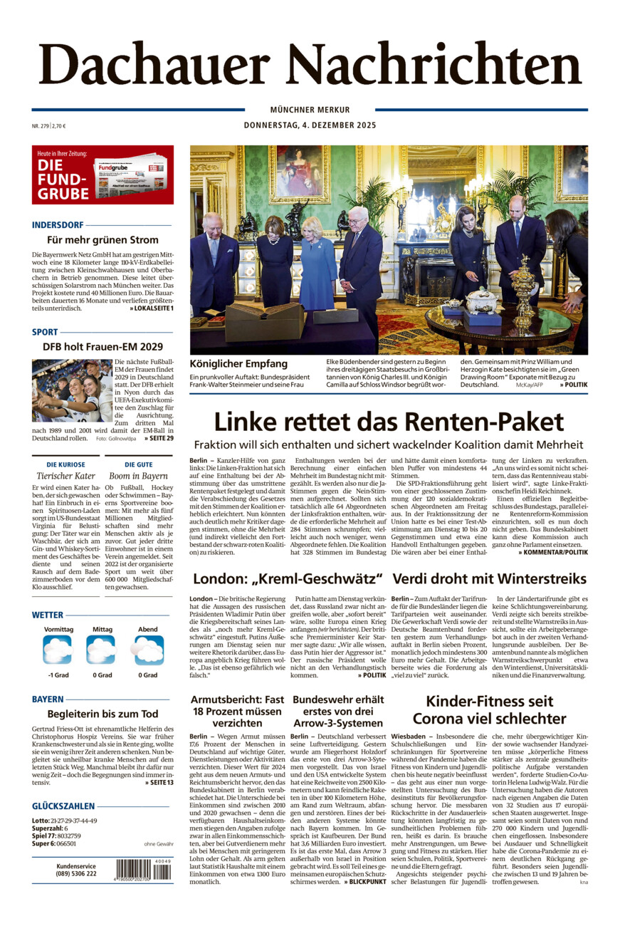 Dachauer Nachrichten vom Donnerstag, 04.12.2025