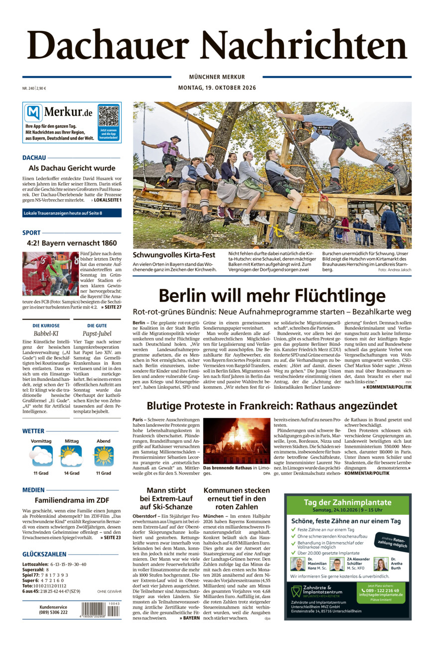 Dachauer Nachrichten vom Montag, 19.10.2026