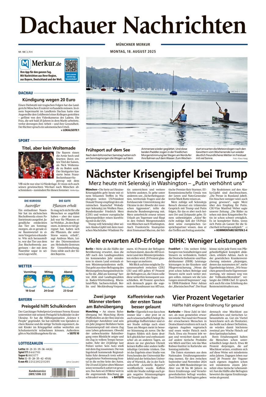 Dachauer Nachrichten vom Montag, 18.08.2025