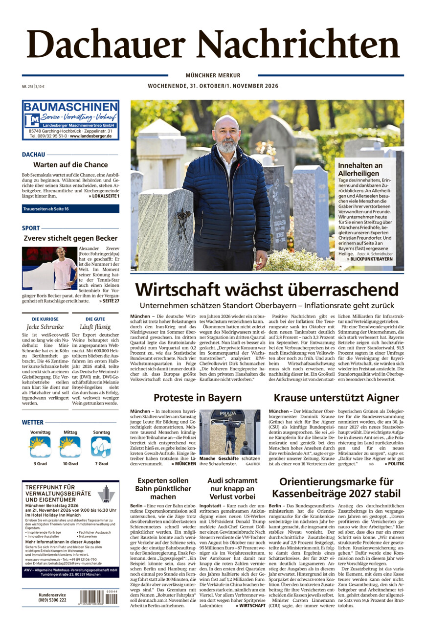 Dachauer Nachrichten vom Samstag, 31.10.2026