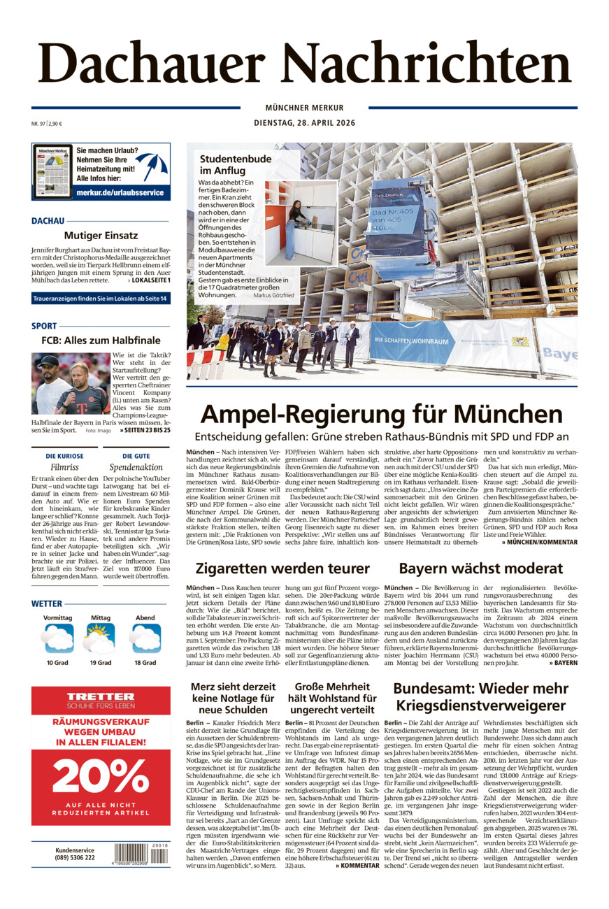Dachauer Nachrichten vom Dienstag, 28.04.2026