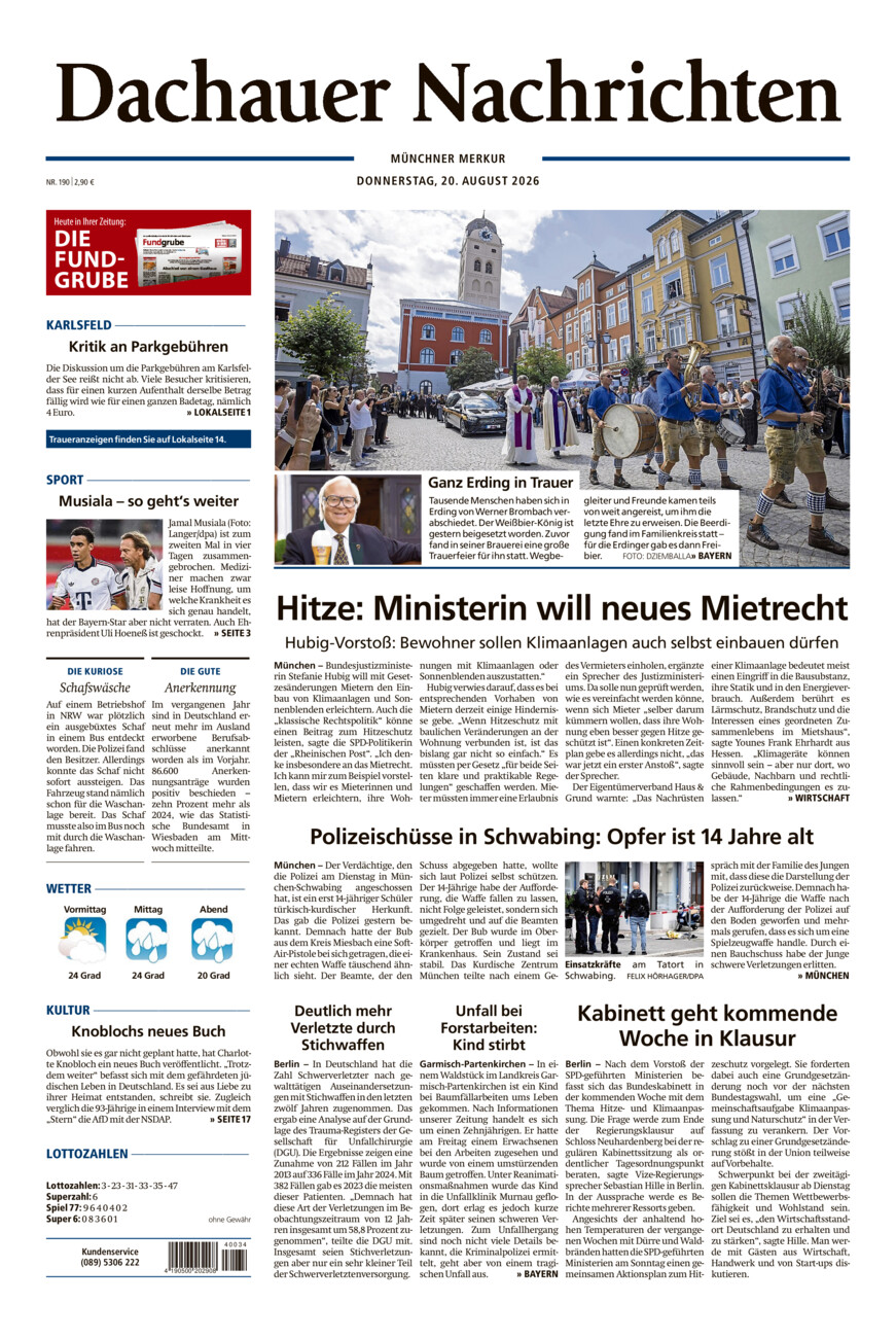 Dachauer Nachrichten vom Donnerstag, 20.08.2026