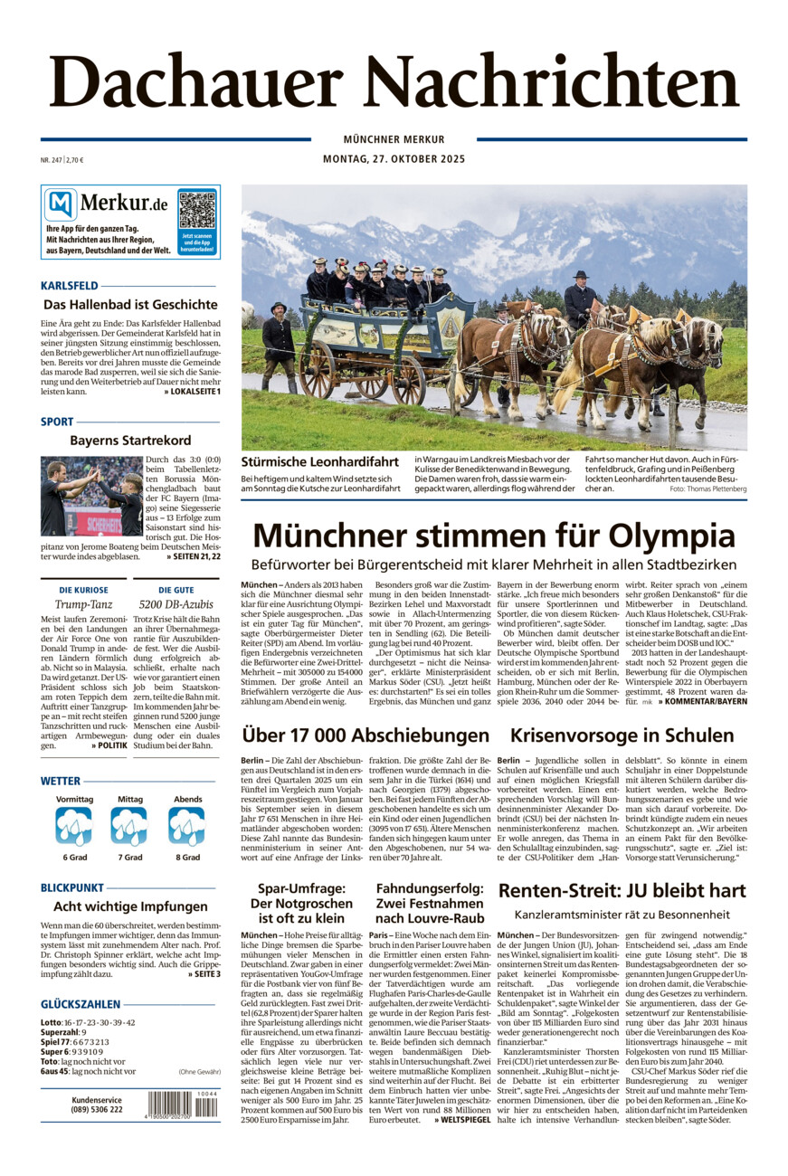 Dachauer Nachrichten vom Montag, 27.10.2025