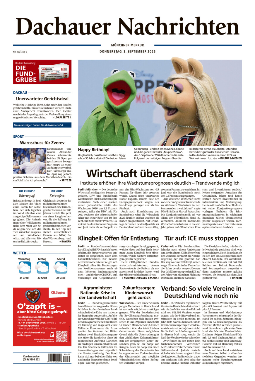 Dachauer Nachrichten vom Donnerstag, 03.09.2026