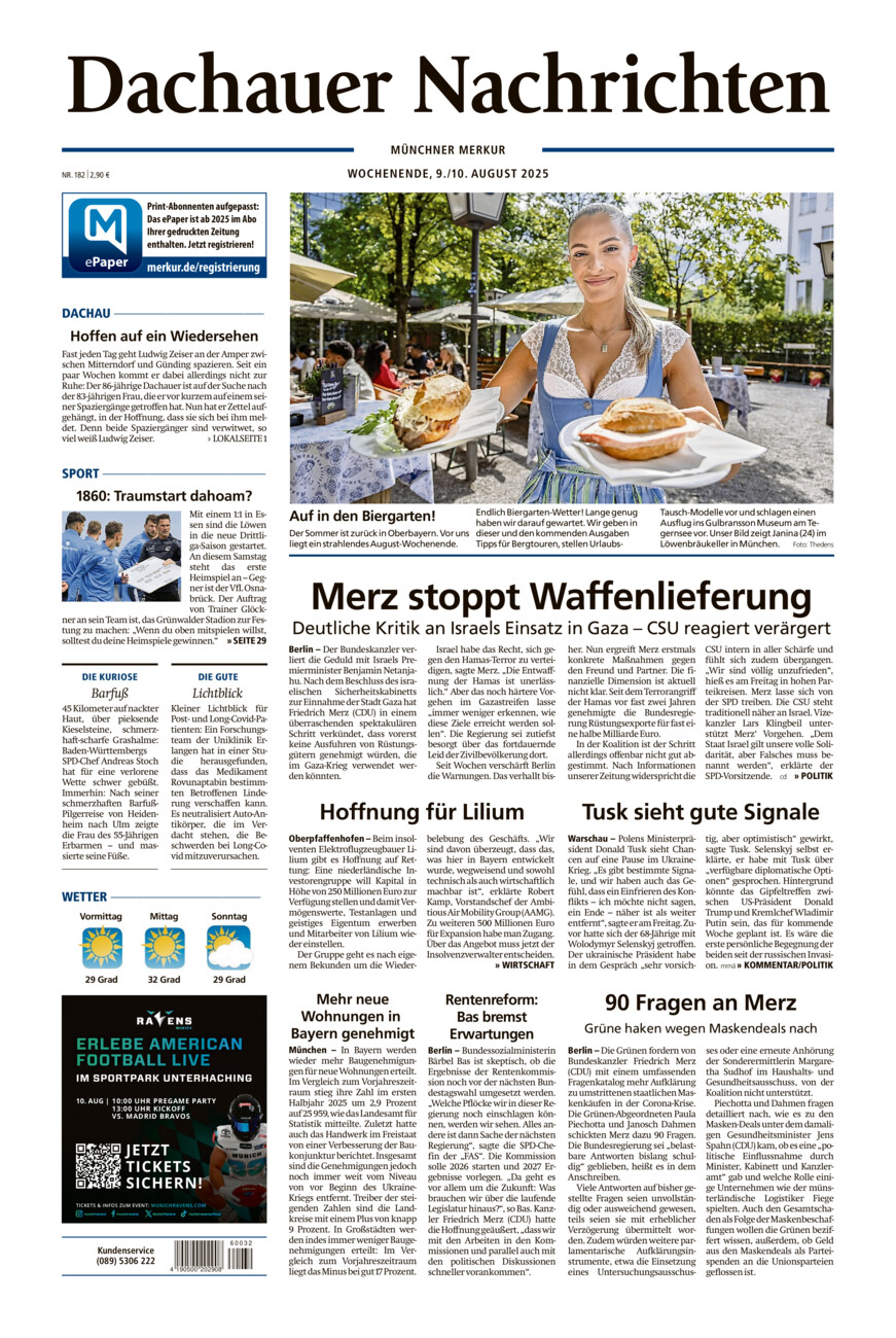 Dachauer Nachrichten vom Samstag, 09.08.2025