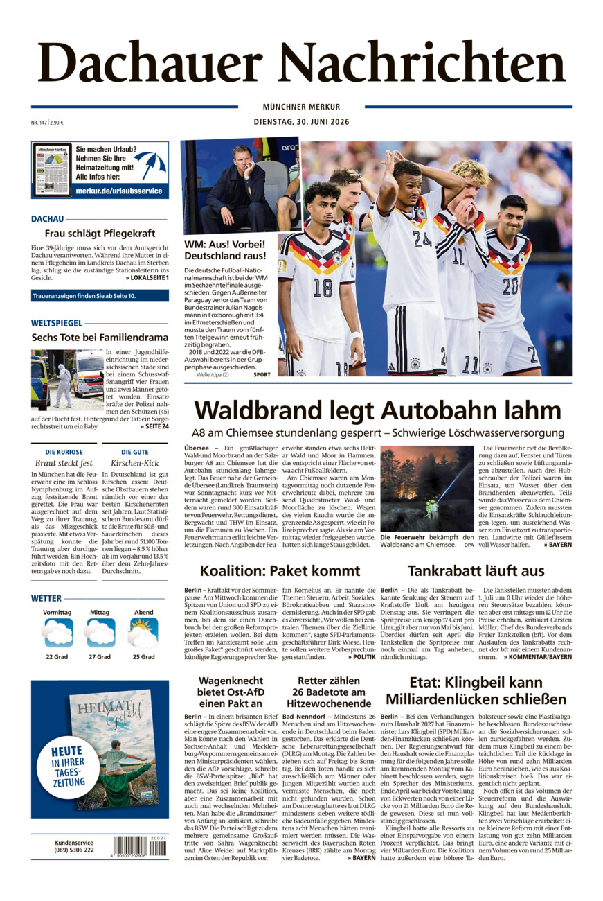 Dachauer Nachrichten vom Dienstag, 30.06.2026
