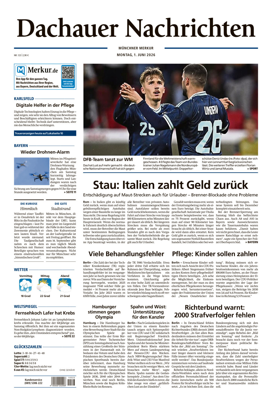 Dachauer Nachrichten vom Montag, 01.06.2026