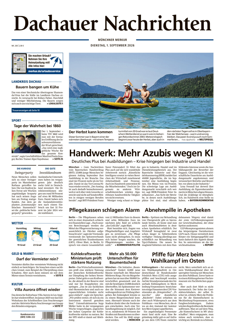 Dachauer Nachrichten vom Dienstag, 01.09.2026