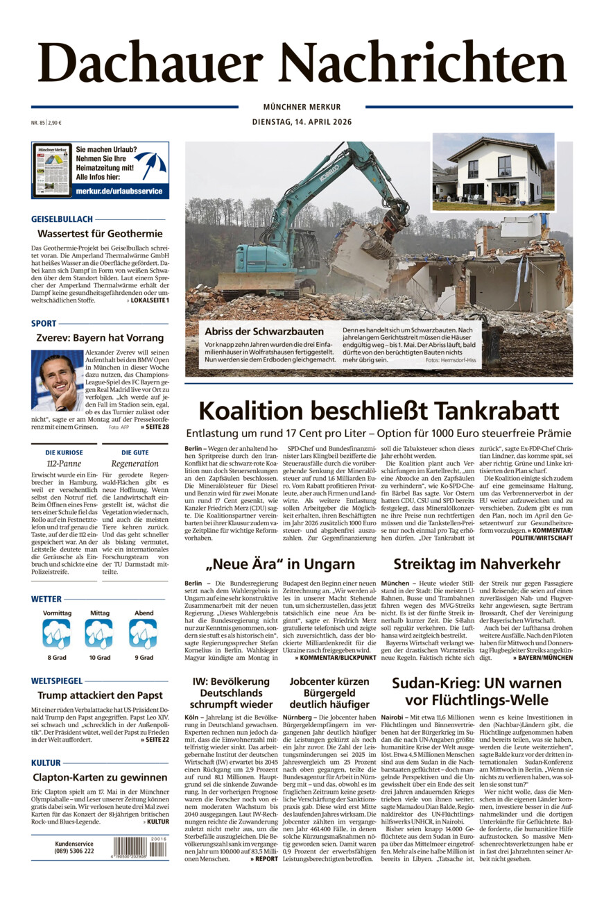 Dachauer Nachrichten vom Dienstag, 14.04.2026