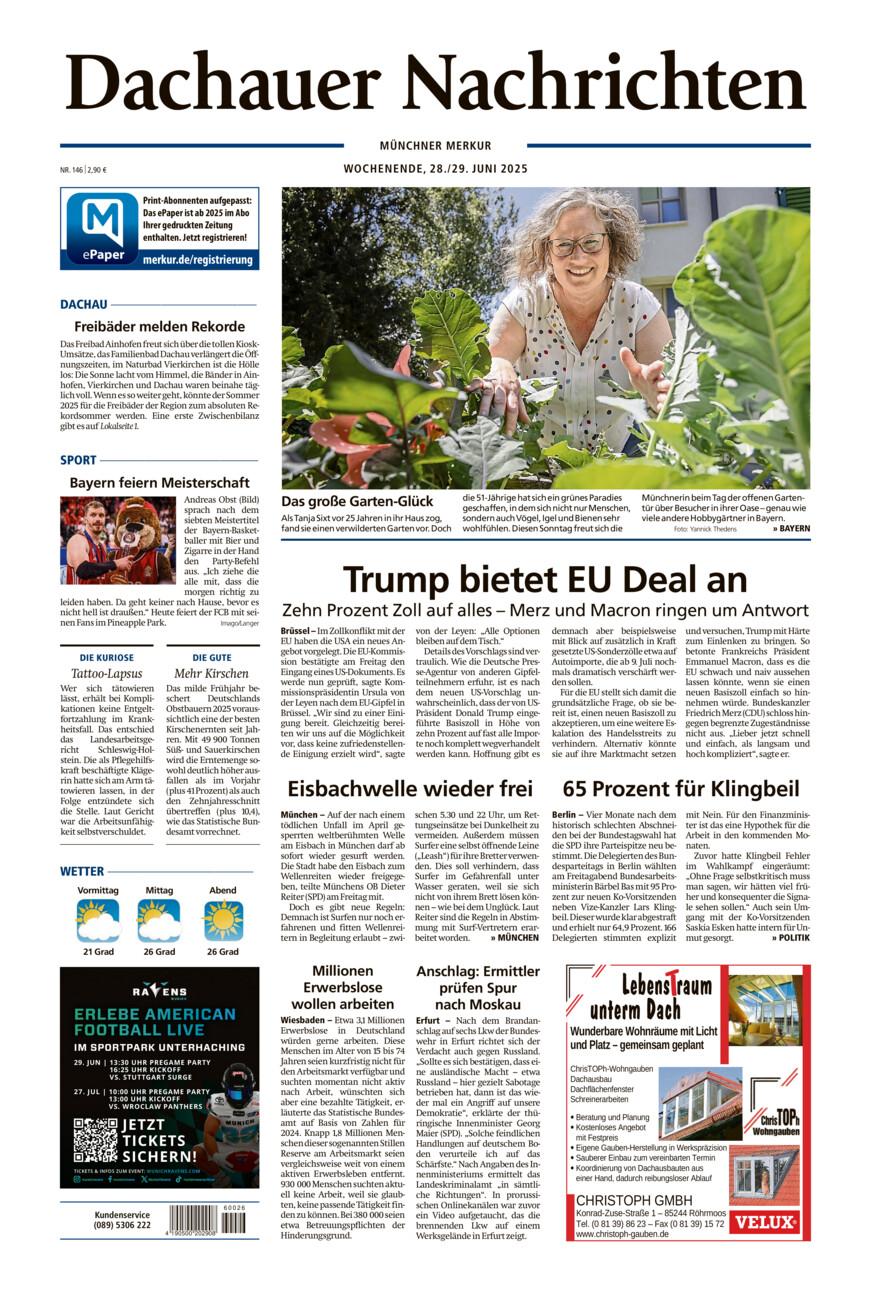 Dachauer Nachrichten vom Samstag, 28.06.2025