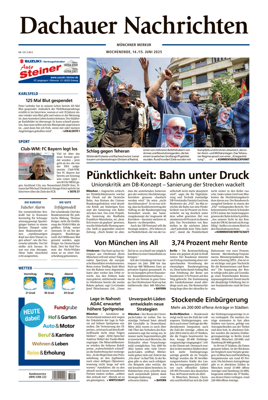 Dachauer Nachrichten vom Samstag, 14.06.2025