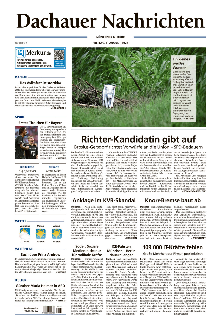 Dachauer Nachrichten vom Freitag, 08.08.2025