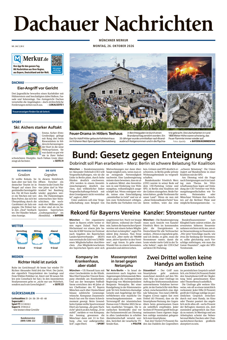 Dachauer Nachrichten vom Montag, 26.10.2026