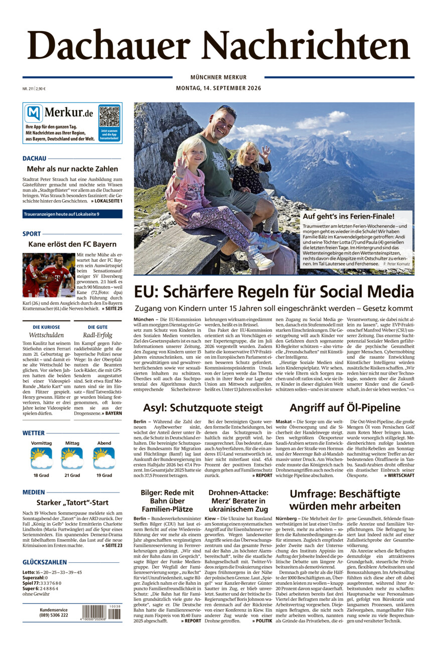 Dachauer Nachrichten vom Montag, 14.09.2026
