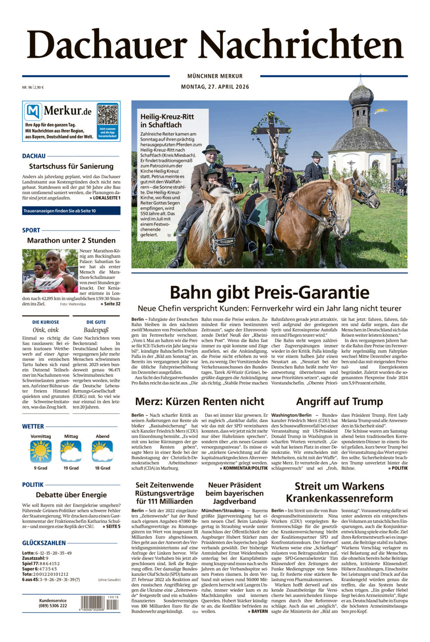 Dachauer Nachrichten vom Montag, 27.04.2026
