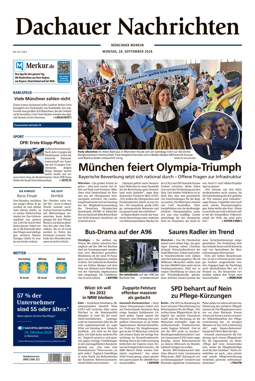 Dachauer Nachrichten vom Montag, 28.09.2026