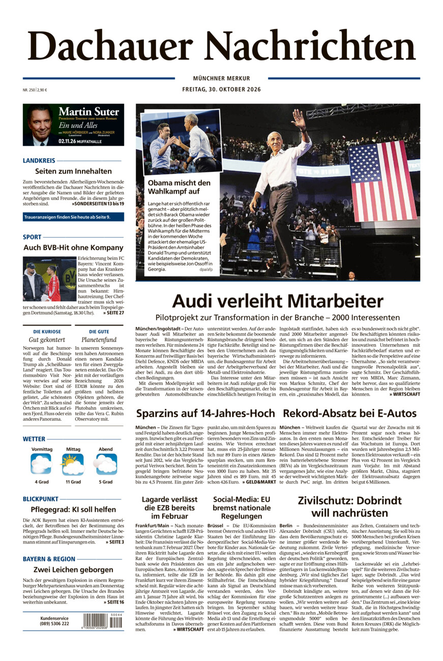 Dachauer Nachrichten vom Freitag, 30.10.2026