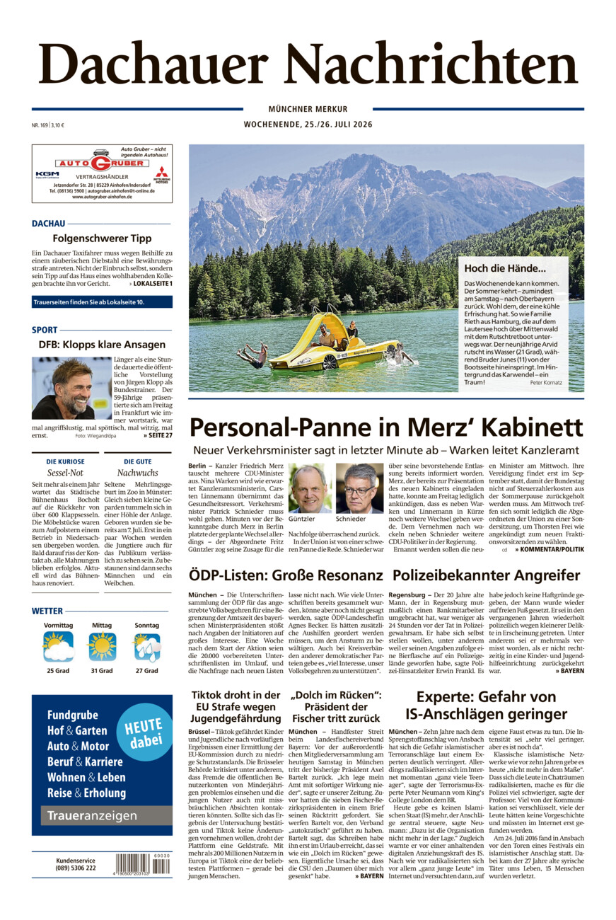 Dachauer Nachrichten vom Samstag, 25.07.2026