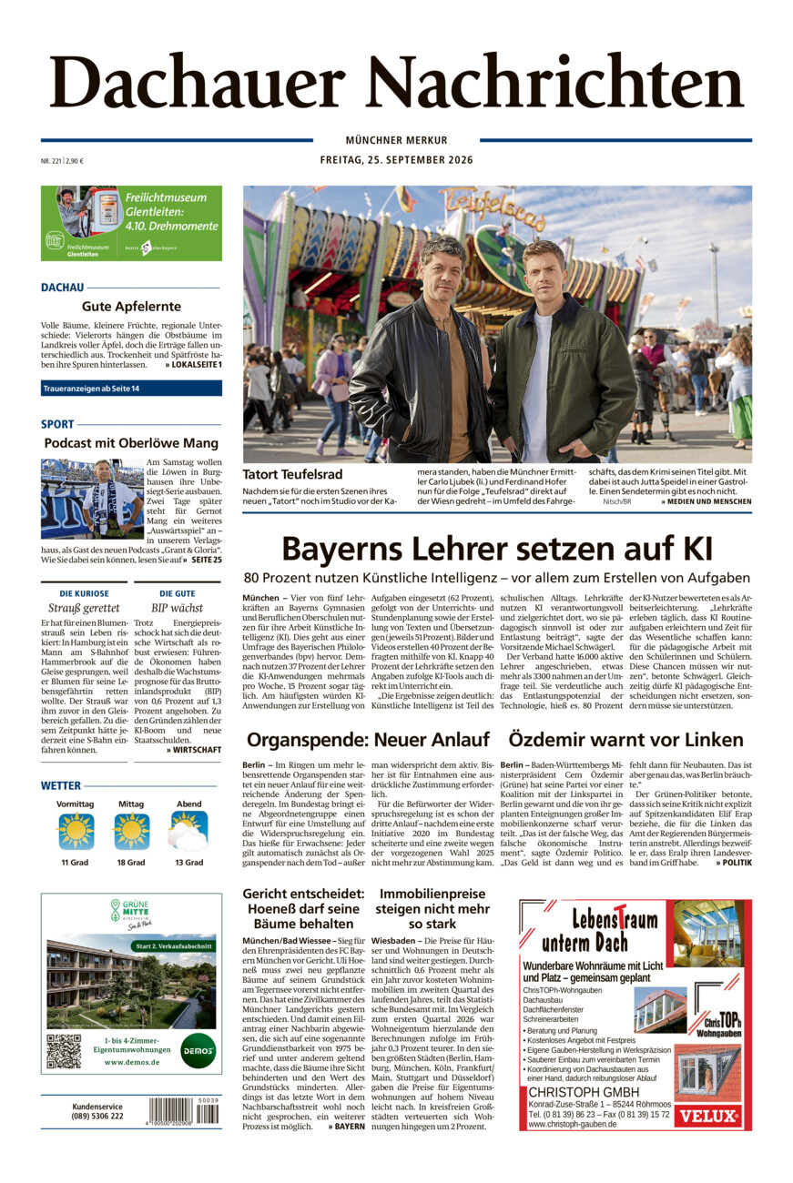 Dachauer Nachrichten vom Freitag, 25.09.2026