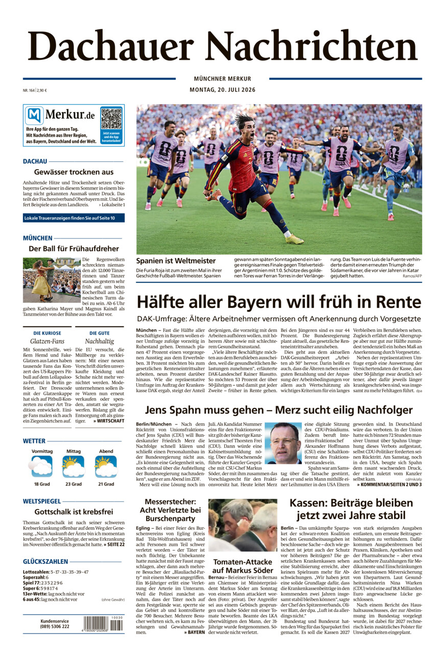 Dachauer Nachrichten vom Montag, 20.07.2026