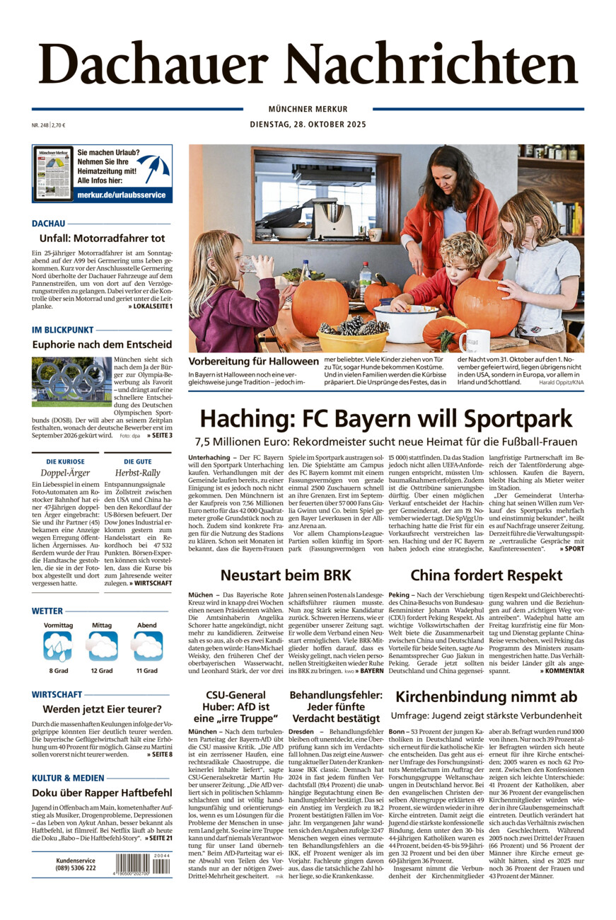 Dachauer Nachrichten vom Dienstag, 28.10.2025