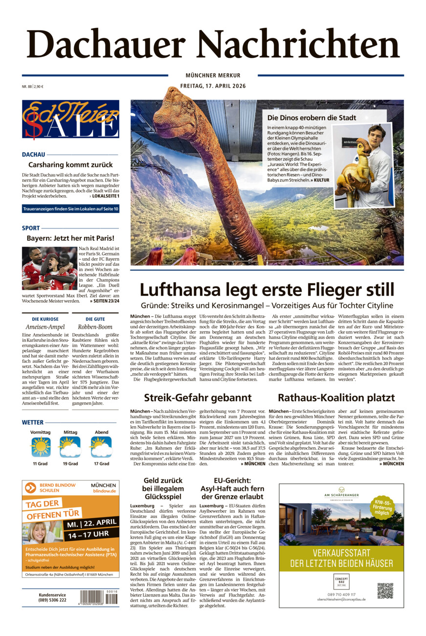 Dachauer Nachrichten vom Freitag, 17.04.2026