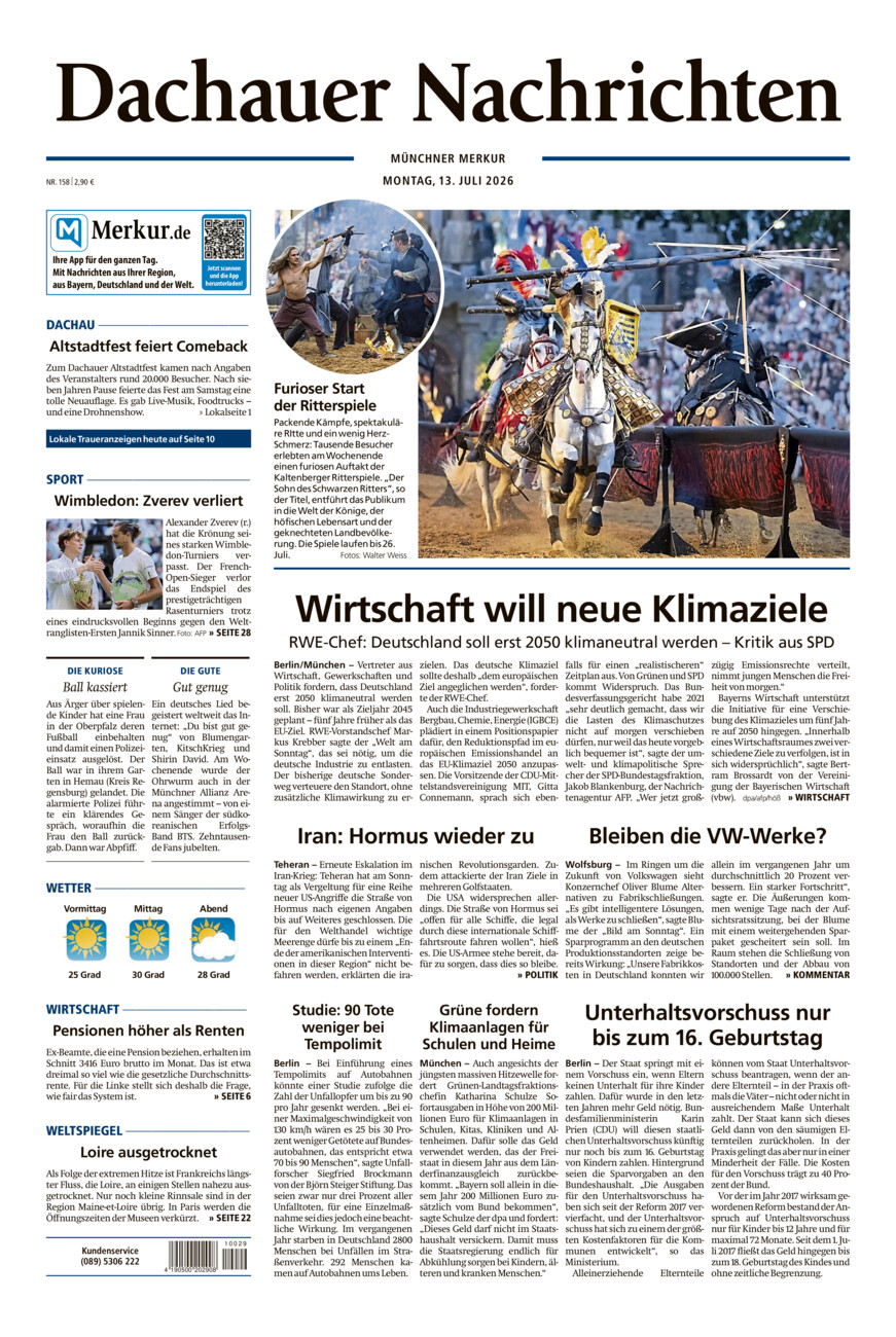 Dachauer Nachrichten vom Montag, 13.07.2026