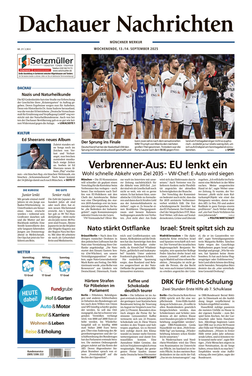Dachauer Nachrichten vom Samstag, 13.09.2025