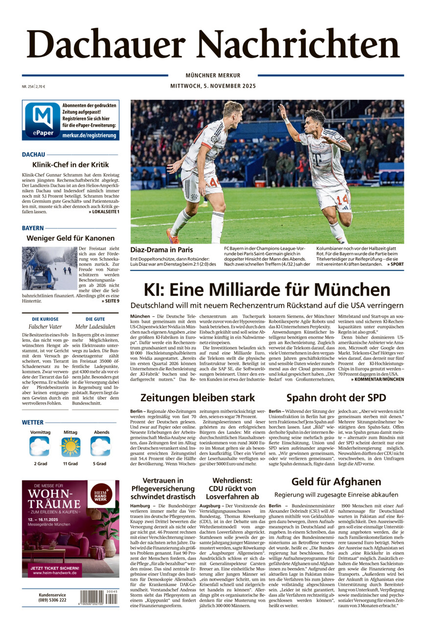 Dachauer Nachrichten vom Mittwoch, 05.11.2025