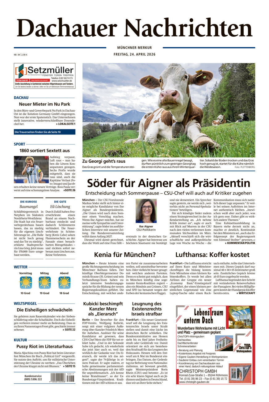 Dachauer Nachrichten vom Freitag, 24.04.2026
