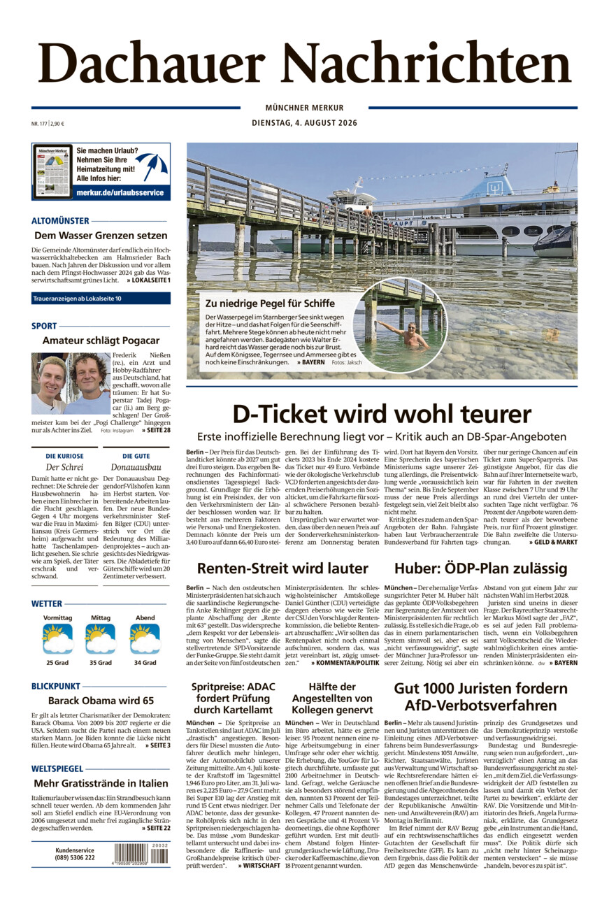 Dachauer Nachrichten vom Dienstag, 04.08.2026