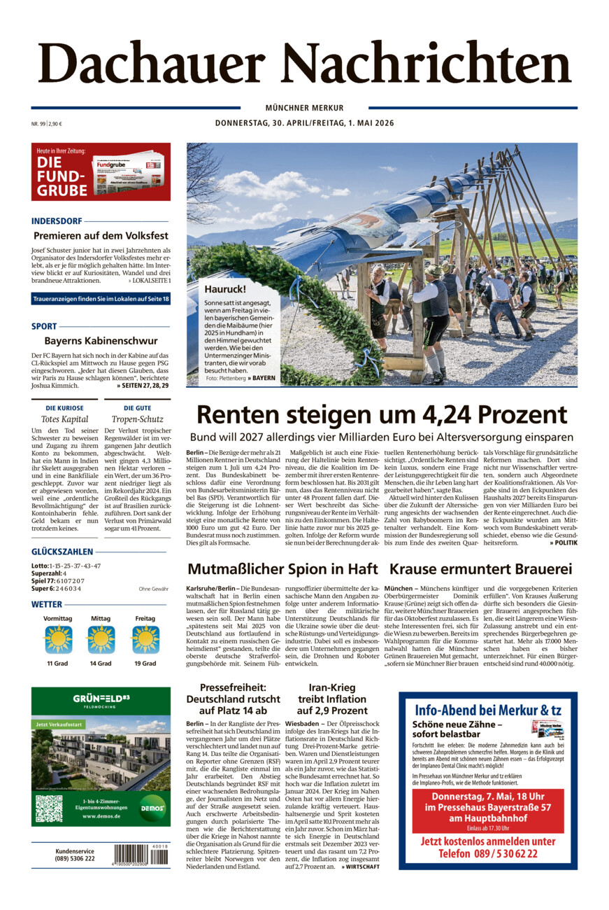 Dachauer Nachrichten vom Donnerstag, 30.04.2026