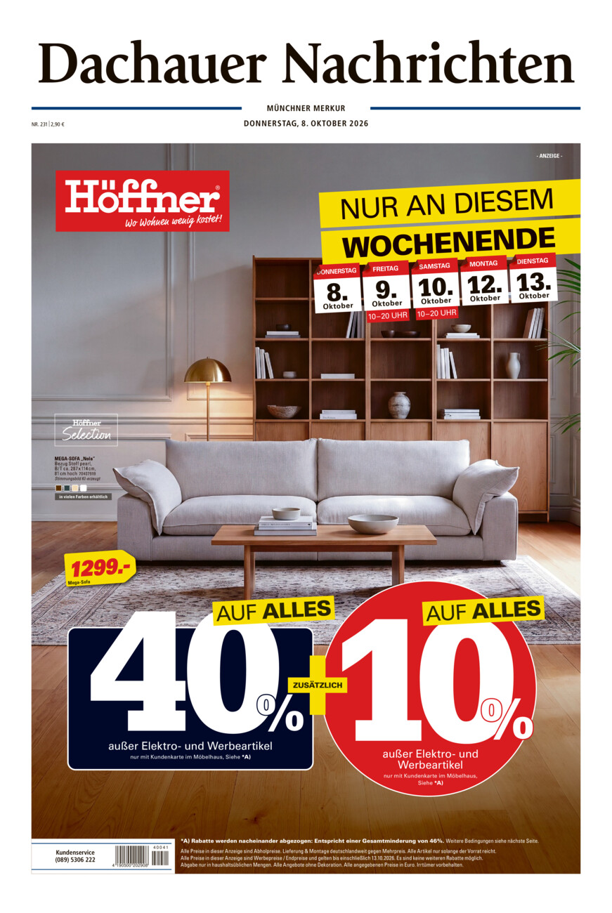 Dachauer Nachrichten vom Donnerstag, 08.10.2026