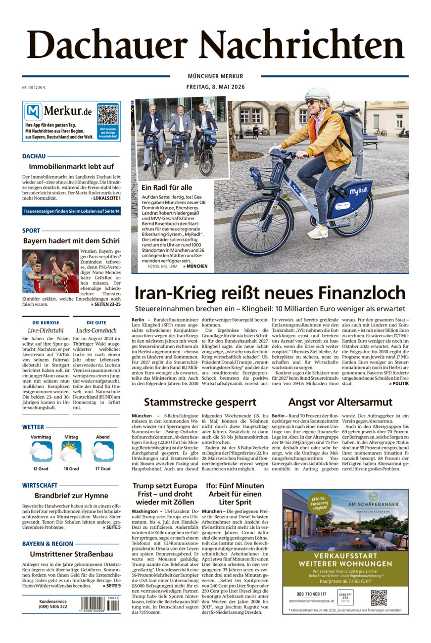 Dachauer Nachrichten vom Freitag, 08.05.2026