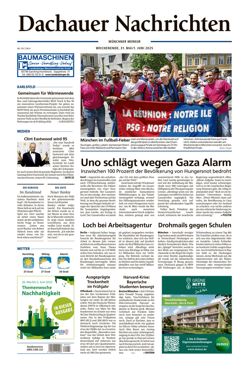 Dachauer Nachrichten vom Samstag, 31.05.2025
