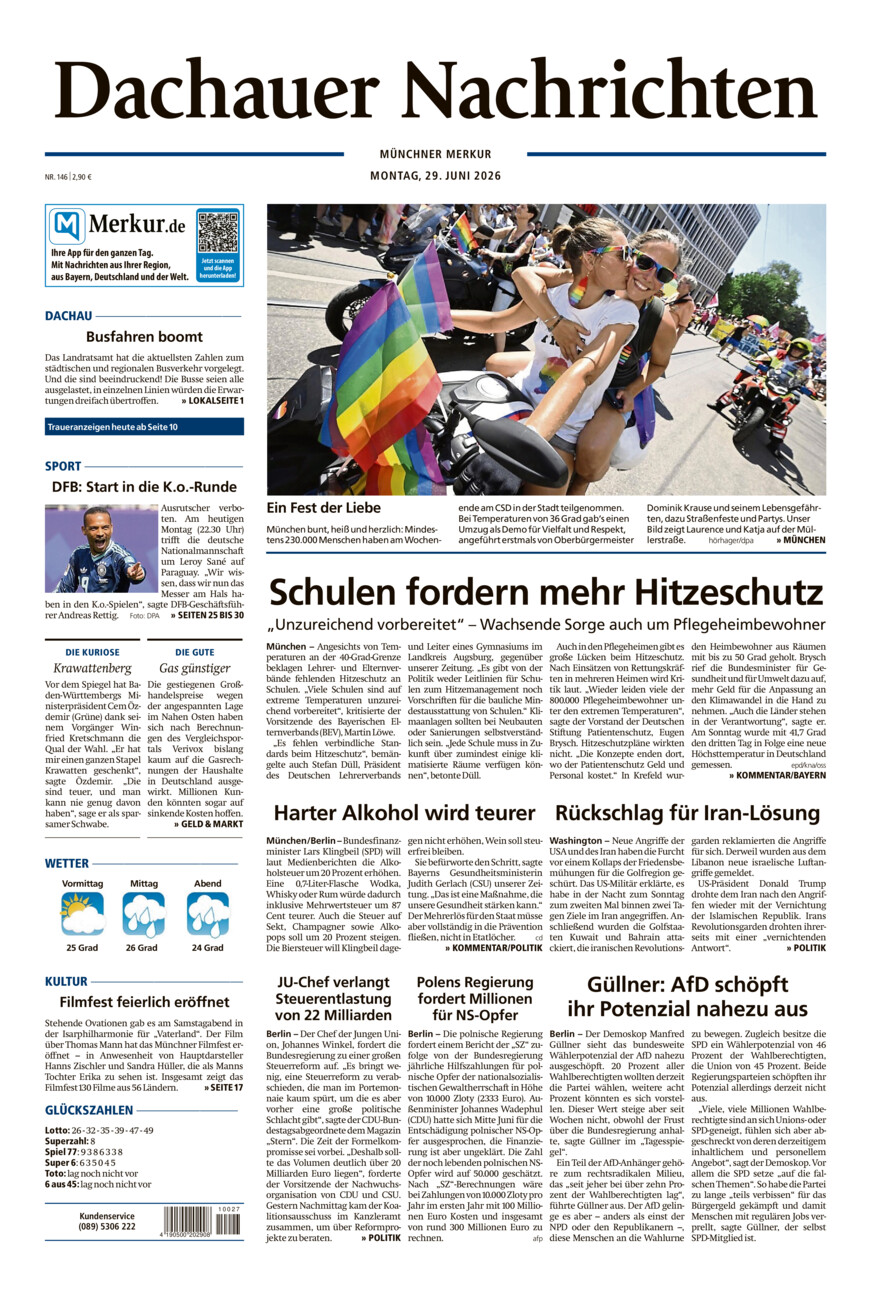 Dachauer Nachrichten vom Montag, 29.06.2026