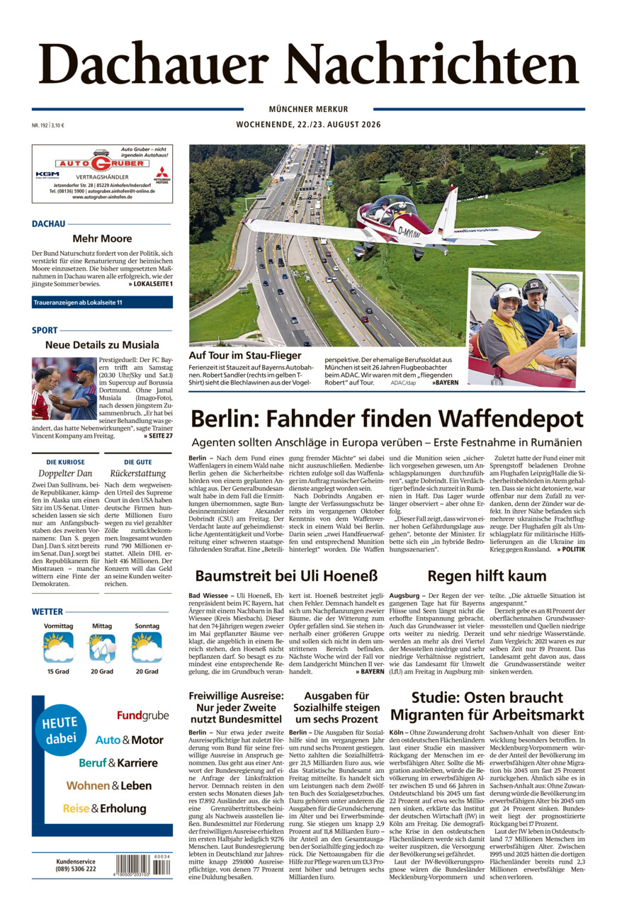 Dachauer Nachrichten vom Samstag, 22.08.2026