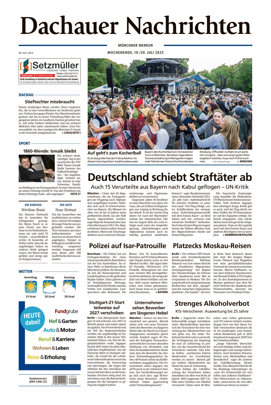 Dachauer Nachrichten vom Samstag, 19.07.2025
