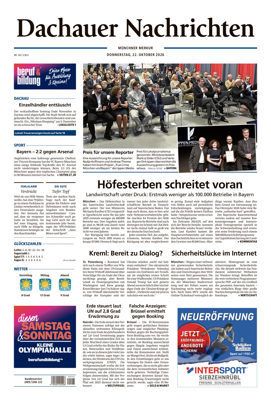 Dachauer Nachrichten vom Donnerstag, 22.10.2026