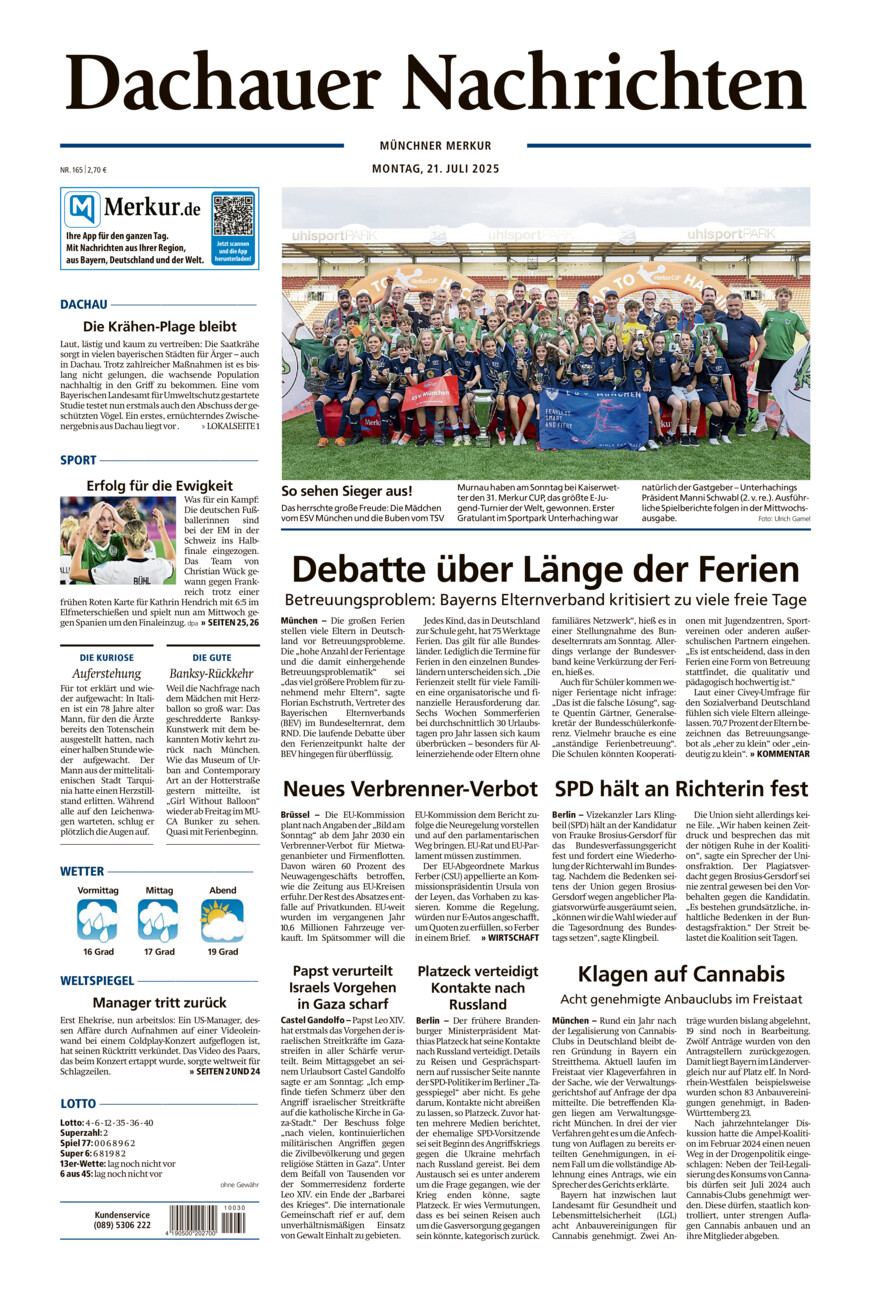 Dachauer Nachrichten vom Montag, 21.07.2025