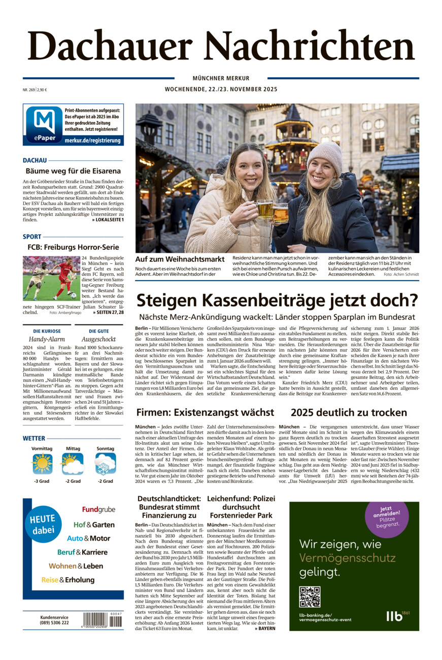 Dachauer Nachrichten vom Samstag, 22.11.2025