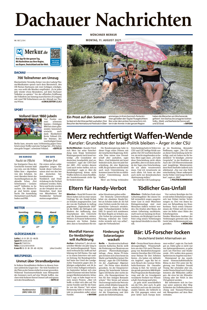 Dachauer Nachrichten vom Montag, 11.08.2025
